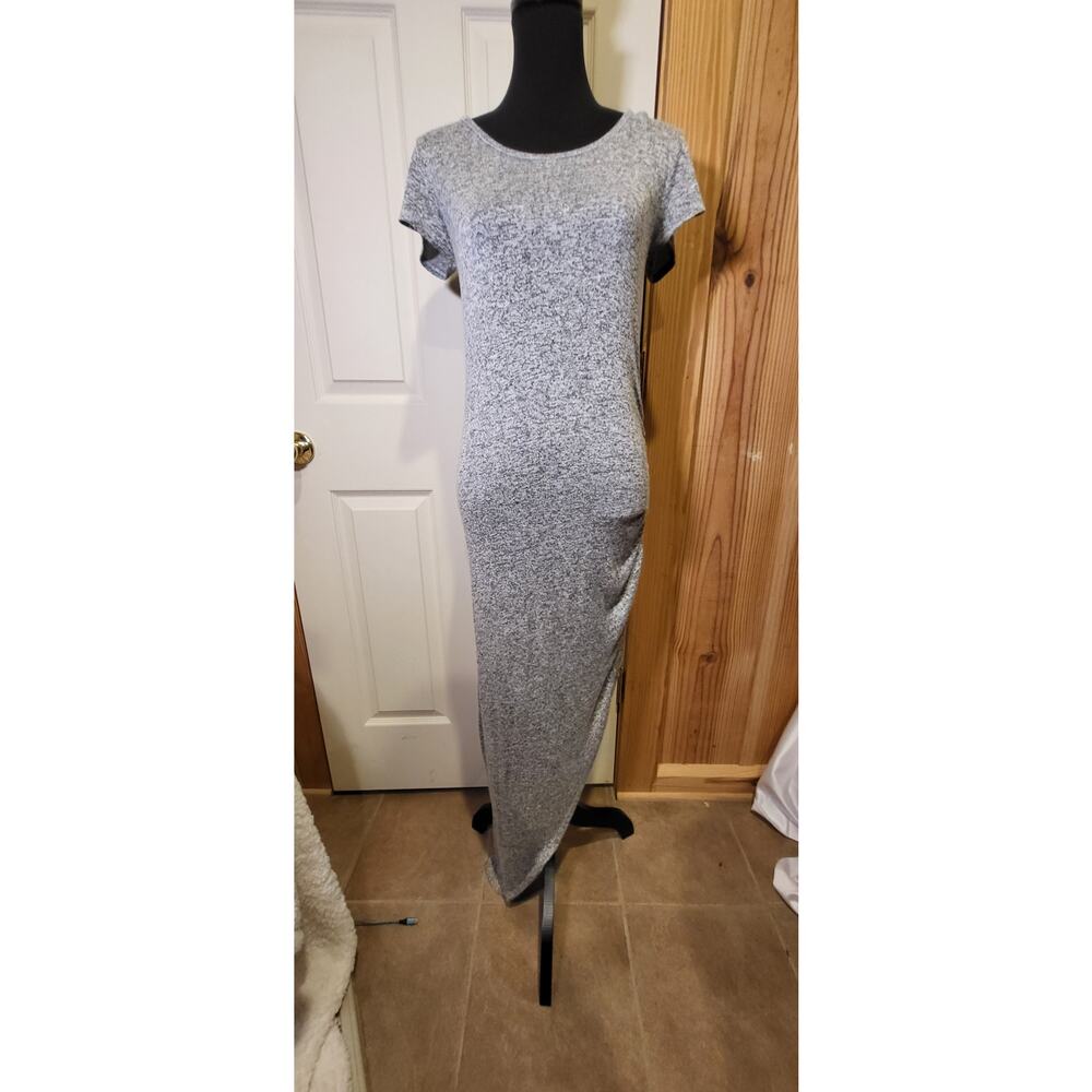 T-shirt dress, long with scrunched side, Size L, Love Ari brand, gray, open back